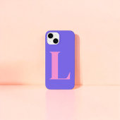 Coque Pour iPhone 14 Conception de monogramme initial rose violet perso