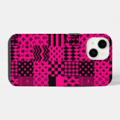 Coque Pour iPhone 14 Conception de patchwork à motifs mixtes rose et no (Verso Horizontal)