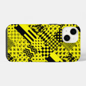 Coque Pour iPhone 14 Conception de patchwork de motifs mixtes jaune noi (Verso Horizontal)
