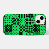 Coque Pour iPhone 14 Conception de patchwork de motifs mixtes vert noir (Verso Horizontal)
