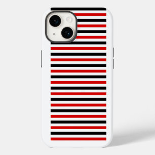 Coque Pour iPhone 14 Conception de rayures rouges noires et blanches