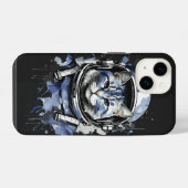 Coque Pour iPhone 14 Conception de Splash de Chat Astronaute Bleu (Verso Horizontal)