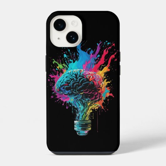 Coque Pour iPhone 14 Conception Du Cerveau Avec Explosion De Bulbe Colo (Verso)