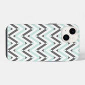 Coque Pour iPhone 14 Conception géométrique Chevron blanc de menthe mod (Verso Horizontal)