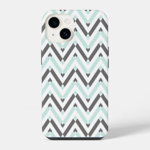 Coque Pour iPhone 14 Conception géométrique Chevron blanc de menthe mod
