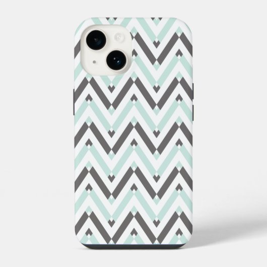 Coque Pour iPhone 14 Conception géométrique Chevron blanc de menthe mod (Verso)