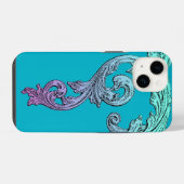 Coque Pour iPhone 14 Conception gothique élégante en bleu (Verso Horizontal)