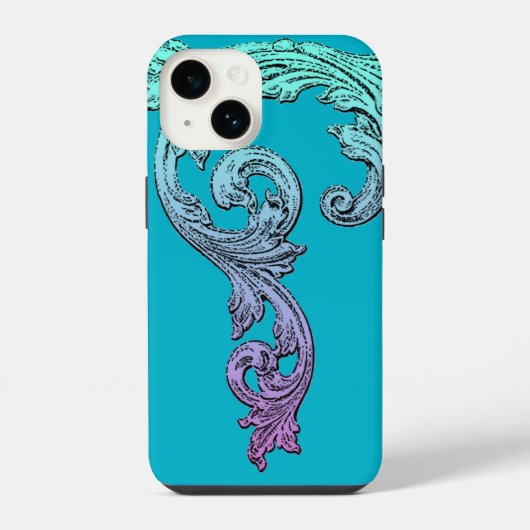 Coque Pour iPhone 14 Conception gothique élégante en bleu (Verso)