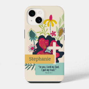 Coque Pour iPhone 14 Confiance en Dieu Colorful Bold Abstrait Floral