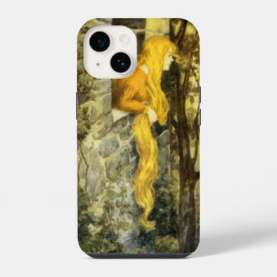 Coque Pour iPhone 14 Conte de fées vintage, Rapunzel avec cheveux longs