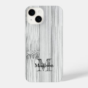 Coque Pour iPhone 14 Cool gris imprimé bois de bambou Monogramme