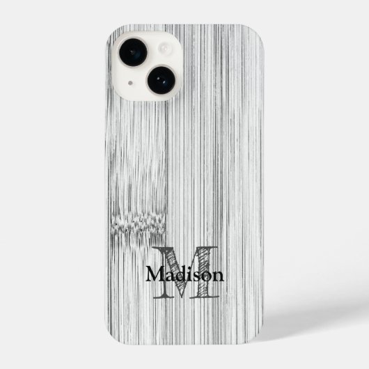 Coque Pour iPhone 14 Cool gris imprimé bois de bambou Monogramme (Verso)