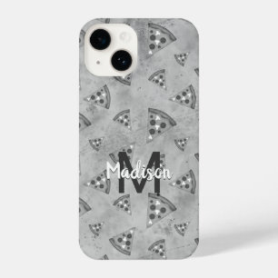 Coque Pour iPhone 14 Cool pizza tranche vintage noir blanc gris Monogra