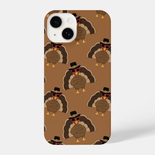 Coque Pour iPhone 14 Cool Turquie Thanksgiving fun brown motif (Verso)