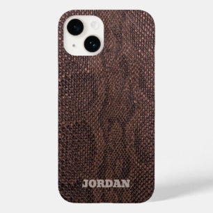 Coque Pour iPhone 14 Coque Brown Snakeskin-Mate coque iphone