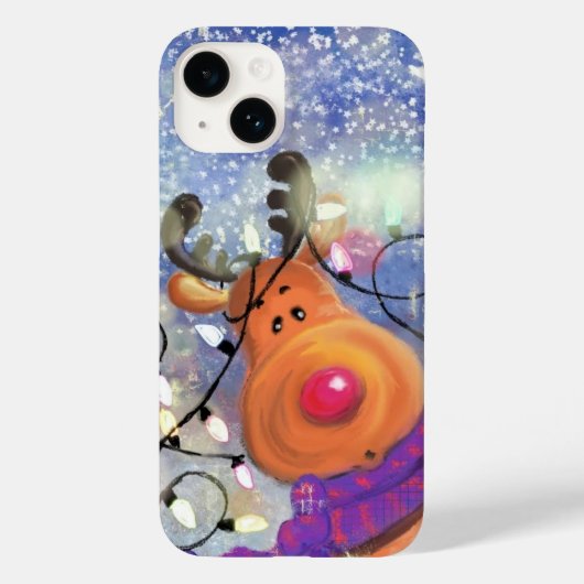 Coque Pour iPhone 14 Coque iphone cadeau de Noël avec Happy Reindeer (Verso)