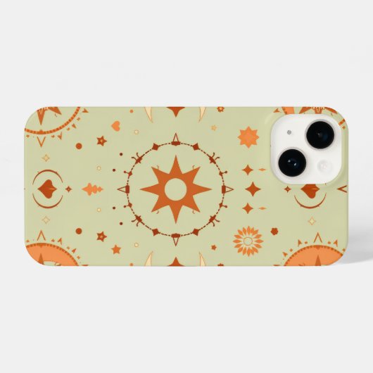 Coque Pour iPhone 14 Coque iphone céleste Boho | Astrologie Sun & Moon (Verso Horizontal)