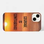 Coque Pour iPhone 14 coque iphone - Coucher de soleil avec, "Le courage (Verso Horizontal)