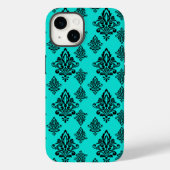 Coque Pour iPhone 14 Coque Iphone Damask - Turquoise foncé (Verso)
