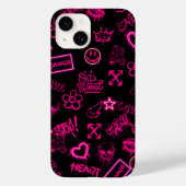 Coque Pour iPhone 14 Coque iphone de graffiti rose Neon (Verso)