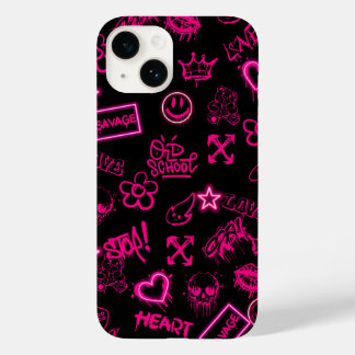Coque Pour iPhone 14 Coque iphone de graffiti rose Neon