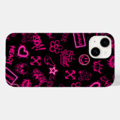 Coque Pour iPhone 14 Coque iphone de graffiti rose Neon (Verso (horizontal))