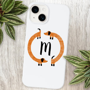 Coque Pour iPhone 14 Coque iphone de monogramme de chien de saucisse Da