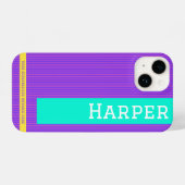 Coque Pour iPhone 14 Coque iphone de nom personnalisé violet moderne (Verso Horizontal)
