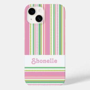 Coque Pour iPhone 14 Coque iphone de nom rose des perles de bande