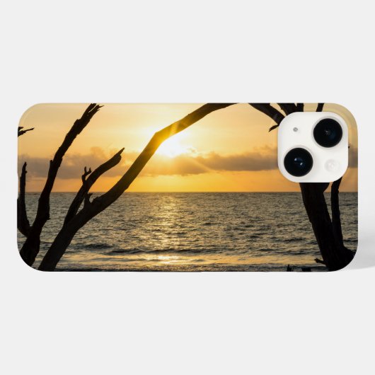 Coque Pour iPhone 14 Coque iphone de silhouette de l'arbre solaire (Verso (horizontal))