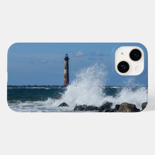 Coque Pour iPhone 14 Coque iphone de splash du phare de Morris Island (Verso (horizontal))