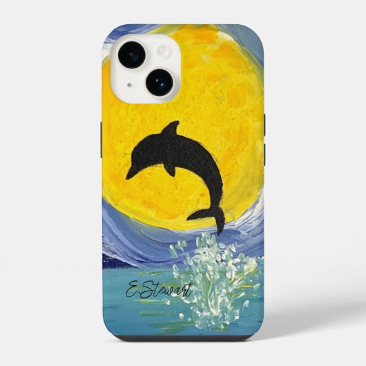 Coque Pour iPhone 14 Coque iphone - Dolphin Lune Océan (Verso)