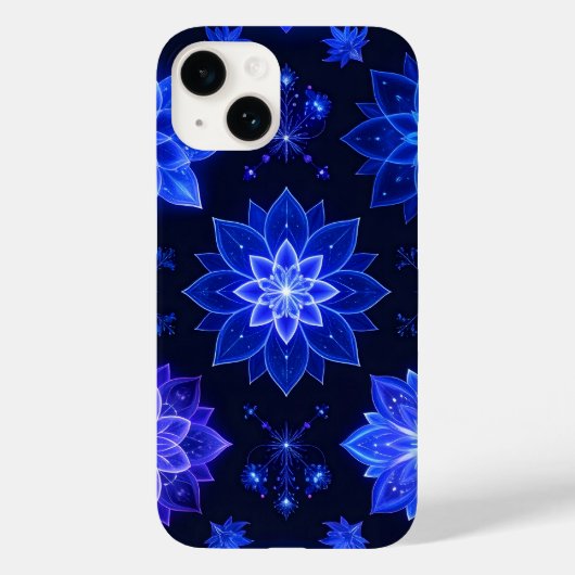 Coque Pour iPhone 14 Coque iphone Floral bleu violet brillant (Verso)