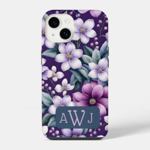 Coque Pour iPhone 14 Coque iphone floral pourpre personnalisé