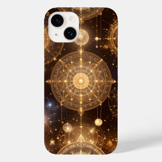 Coque Pour iPhone 14 Coque iphone Motif céleste or orné (Verso)
