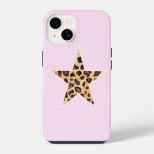 Coque Pour iPhone 14 Coque iPhone rose étoile imprimé guépard mignon si