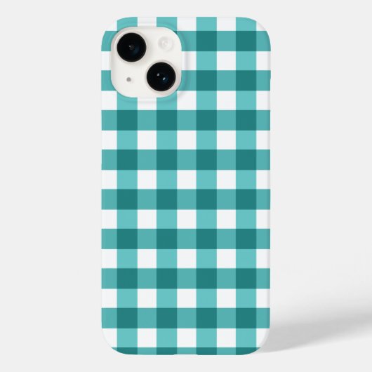 Coque Pour iPhone 14 coque iphone turquoise en vichy Coque-Mate (Verso)