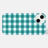 Coque Pour iPhone 14 coque iphone turquoise en vichy Coque-Mate (Verso (horizontal))