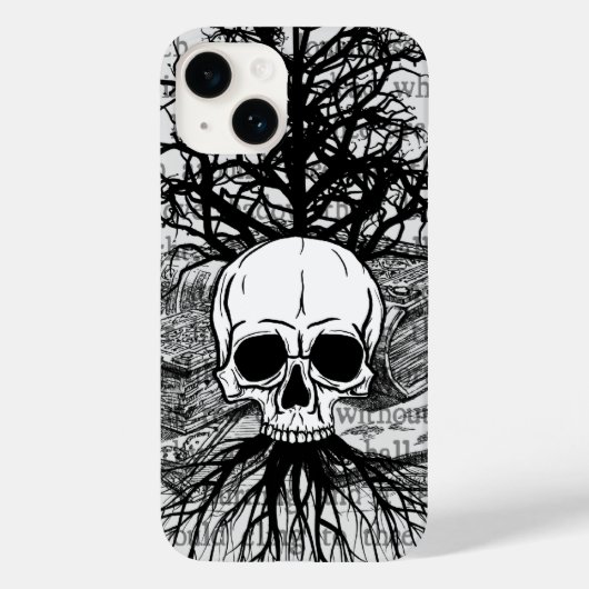 Coque Pour iPhone 14 Coque-Mate coque iphone du crâne et des livres (Verso)