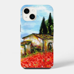 Coque Pour iPhone 14 COQUELICOTS EN TOUSCANIE / Paysage avec champs de
