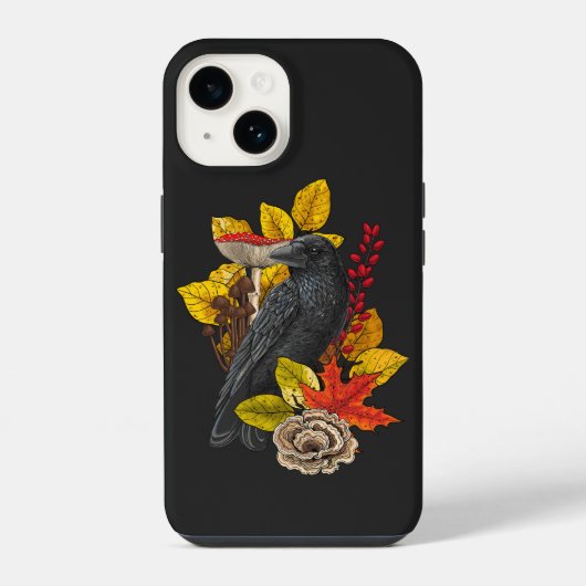 Coque Pour iPhone 14 Corbeau d'automne 2 (Verso)