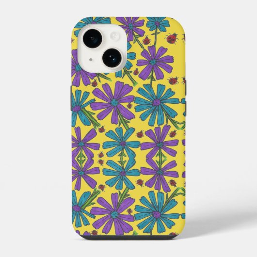 Coque Pour iPhone 14 Cosmos et coccinelles (Verso)