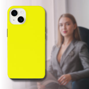 Coque Pour iPhone 14 Couleur uni jaune néon   Classique