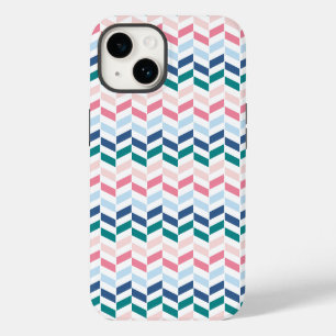 Coque Pour iPhone 14 Couleurs Pastel modernes Chevron Géométrique Monog