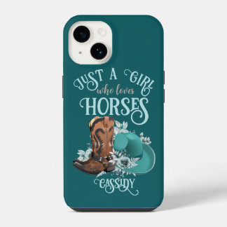 Coque Pour iPhone 14 Cowgirl bottes de cowboy chapeau Fille Amour cheva