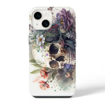 Crâne Grunge Aesthétique Floral Aquarelle