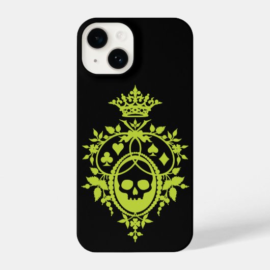 Coque Pour iPhone 14 Crête verte avec crâne et costumes (Verso)