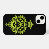 Coque Pour iPhone 14 Crête verte avec crâne et costumes (Verso Horizontal)