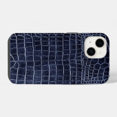 Coque Pour iPhone 14 Crocodile bleu marine (Verso Horizontal)
