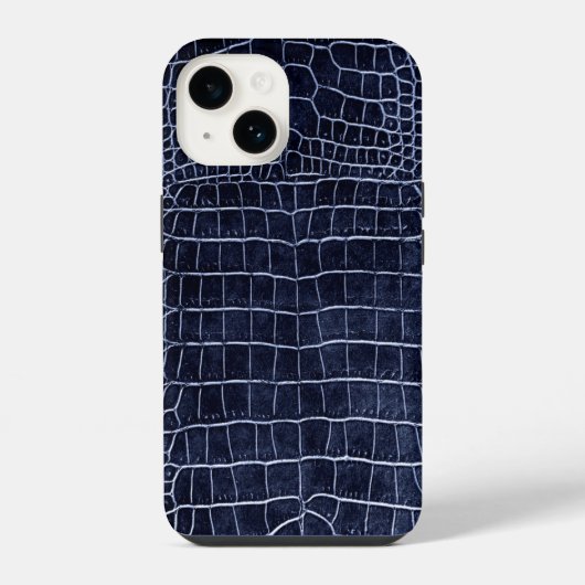 Coque Pour iPhone 14 Crocodile bleu marine (Verso)
